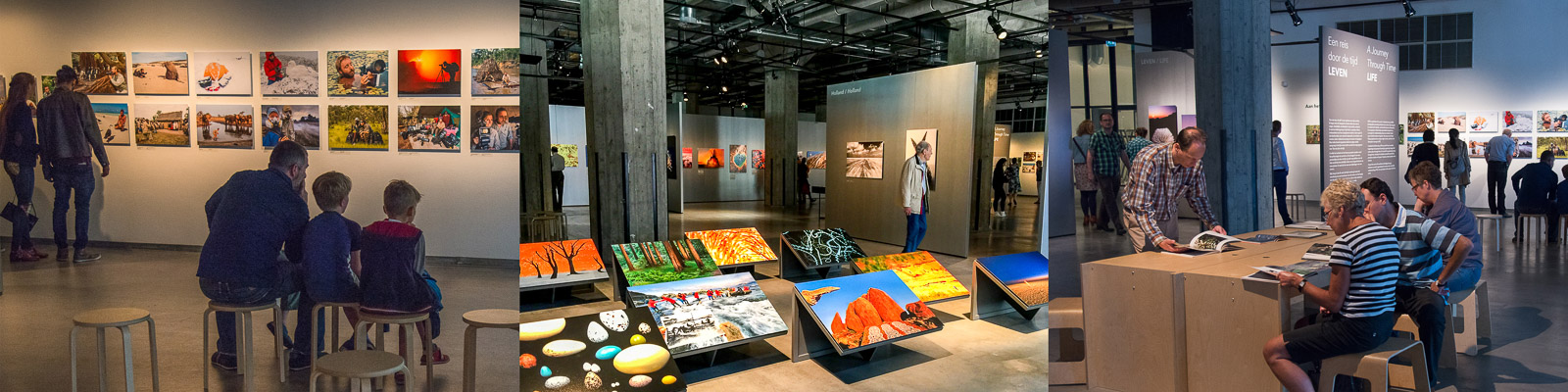 Visitors at Frans Lanting's Dialogues with Nature exhibit at the Nederlands Fotomuseum, Rotterdam, Netherlands